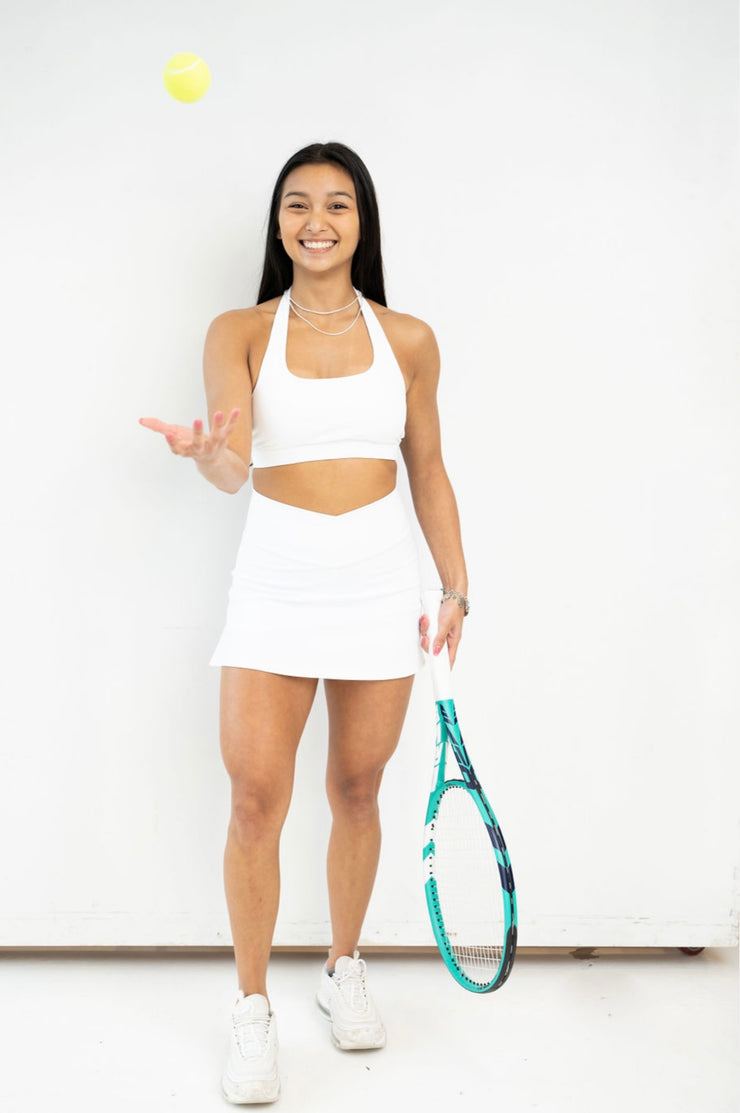 White Tennis V Waist Line Skirt